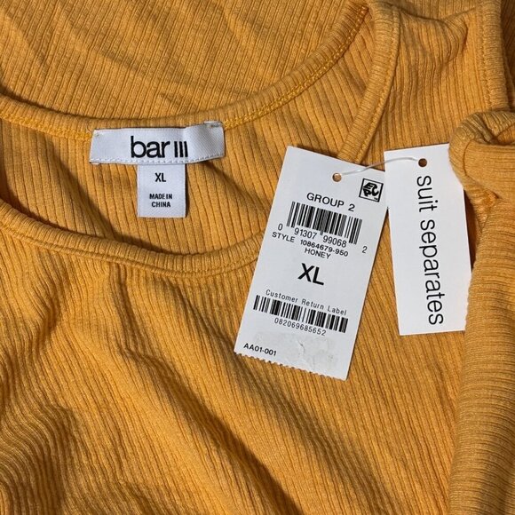 Bar III Women's Honey Yellow Cutout Ribbed Tank Top NWT - Picture 6 of 6